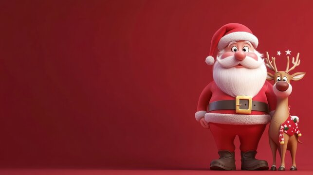 A funny Christmas card with Santa and a reindeer