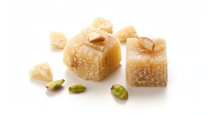 barfi indian sweet food dessert on white background