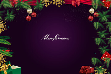 christmas background with branches and balls