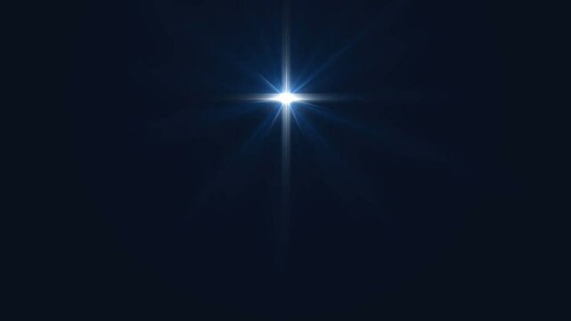 Christmas star of the Nativity of Bethlehem, the Nativity of Jesus Christ in the shape of a glowing cross in the night sky.