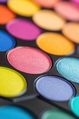 Naklejka premium Vibrant makeup palette with various colorful eyeshadows