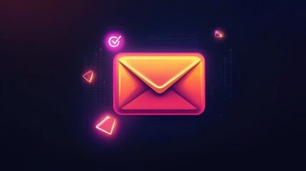 Digital envelope icon with a message alert
