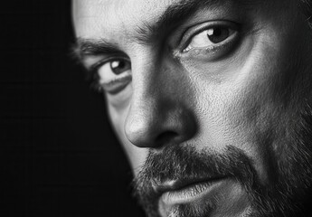Obraz premium Close-up portrait of a pensive man with a thoughtful expression