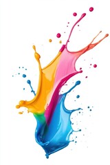 Vibrant paint splashes in a rainbow of colors