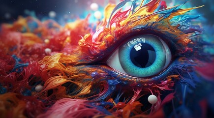 abstract colored eye on abstract colorful background, graphic designed eye on colored background, eye wallpaper