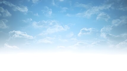 Fototapeta premium A serene, bright blue sky with soft fluffy clouds, peaceful, open atmosphere, fresh, uplifting background, wallpaper, website design