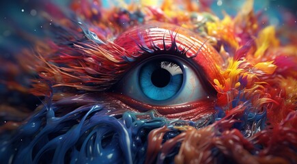 abstract colored eye on abstract colorful background, graphic designed eye on colored background, eye wallpaper