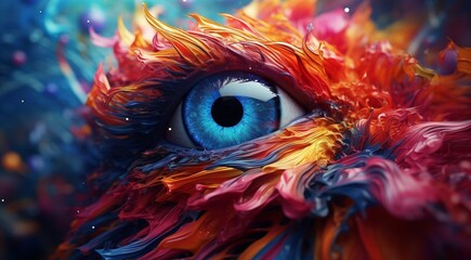 abstract colored eye on abstract colorful background, graphic designed eye on colored background, eye wallpaper