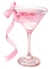 PNG Pastel coquette cocktail illustration watercolor beverage.