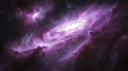 ethereal purple nebula swirls in a cosmic dance, a majestic and mysterious expanse of the universe