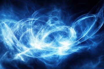 Fototapeta premium 青い光の幻想的な渦巻きが宇宙の深淵で舞い上がる夜の静けさの中で