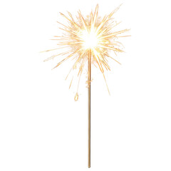 Gold sparkler on transparent background