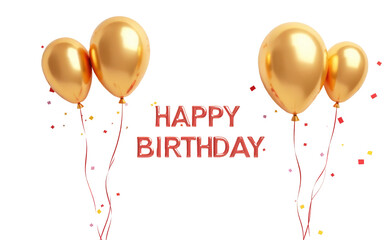 Happy Birthday Ballons Isolated in white transparent background, Golden ballons PNG , Happy bithday PNG 