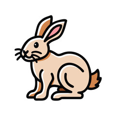 Cartoon Brown Rabbit Sitting Side View, Illustration of a cute brown rabbit in a side view, with expressive pink ears. Perfect for animal themes, children's content, and nature designs.
