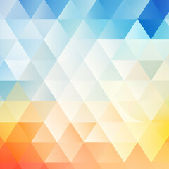 Abstract pastel geometric background with triangular mosaic gradient design in soft blue, yellow, and orange tones for modern and minimalist decor