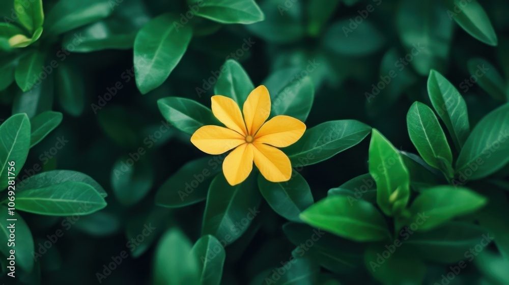 Wall mural a vibrant yellow flower blooming amidst lush green foliage