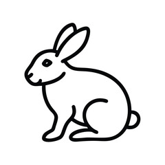 Outline Icon of a Sitting Rabbit, Simple black outline icon of a sitting rabbit, symbolizing wildlife, pets, Easter, or nature. Perfect for animal-themed designs.
