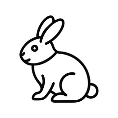 Outline Icon of a Sitting Rabbit, Simple black outline icon of a sitting rabbit, symbolizing wildlife, pets, Easter, or nature. Perfect for animal-themed designs.
