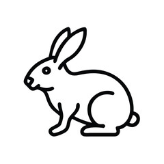 Outline Icon of a Sitting Rabbit, Simple black outline icon of a sitting rabbit, symbolizing wildlife, pets, Easter, or nature. Perfect for animal-themed designs.
