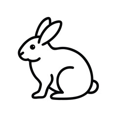 Outline Icon of a Sitting Rabbit, Simple black outline icon of a sitting rabbit, symbolizing wildlife, pets, Easter, or nature. Perfect for animal-themed designs.
