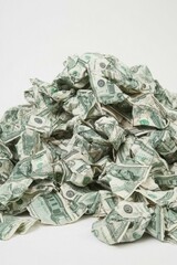 Crumpled pile of one hundred dollar bills
