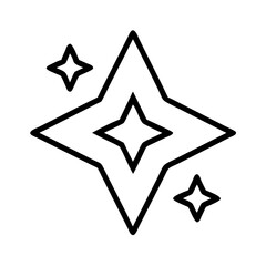 Obraz premium Diamond-shaped star icon with sparkles in outline style