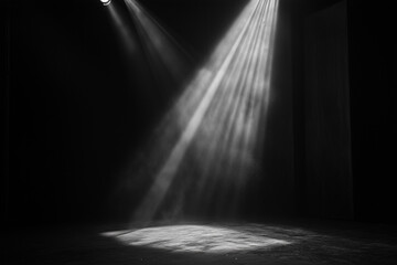 Bright Spotlight on a Shadowy Stage – Dramatic Theatrical Performance Ambiance