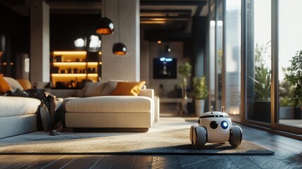 Smart robot checking and cleaning during nobody home.