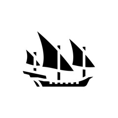 xebec ancient ship glyph icon vector. xebec ancient ship sign. isolated symbol illustration