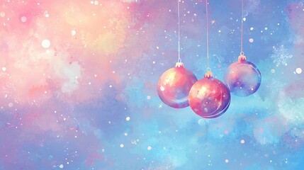 Create a magical handdrawn christmas background featuring soft ornaments and dreamy colors for your holiday designs