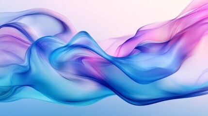 Naklejka premium This serene digital artwork displays soft pastel waves flowing gracefully, representing gentle motion and the soothing aspects of introspection and calmness.