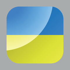 A square badge with blokes in the colors of the Ukrainian flag. Vector on a gray background