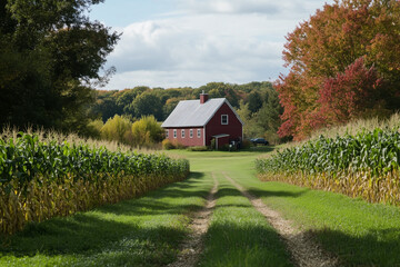 Obraz premium Sweet Corn Stalks Towering in Fields at Agritourism Farm – Farm-to-Table Adventure