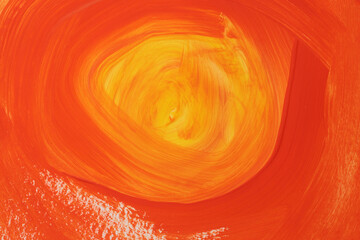 Textured oil and Acrylic smear circle blot canvas painting wall. Abstract Yellow, red, orange color...