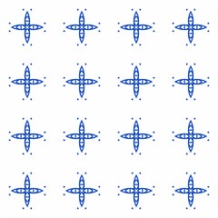 Illustration design of a repeating pattern in blue color on a white background - suitable for prints