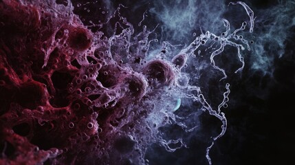 An abstract image depicting a vibrant explosion of swirling, dynamic shapes and colors, symbolizing chaos and energy entwined in a visually captivating composition.