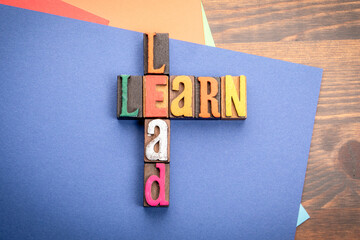 Learn Lead. Words from the letters of the alphabet. Crossword with wooden cubes