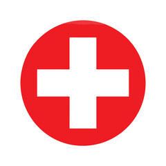 Obraz premium Red Cross Medical Symbol Icon, Simple red cross icon symbolizing healthcare, emergency aid, and medical services. Commonly used for first aid and hospitals.