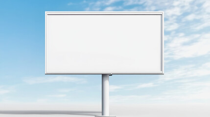 Obraz premium Empty white billboard under a clear sky with minimal clouds on a bright day. Generative AI