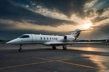 Fototapeta premium The business Jet plane is parked at the airport.Luxury class.