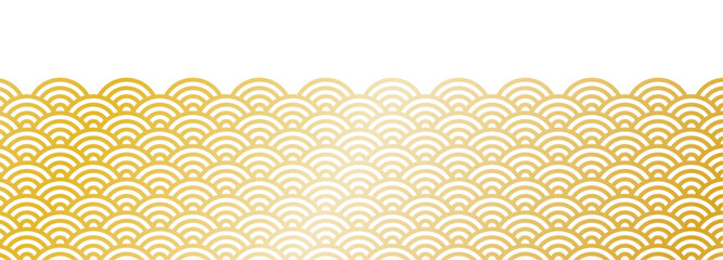 青海波　横長　ゴールド　金色　背景　シンプル　和柄