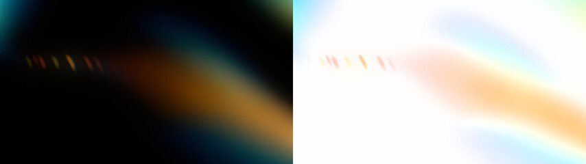 Multi-colored light leak overlay with subtle gradient, transparent background for visual effects.  Black and Transparent PNG for overlay effect.