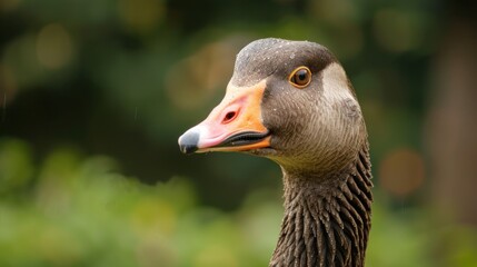 A close up view captures the unique features of geese on a farm showcasing their curious expressions and natural habitat emphasizing the charm of rural life and wildlife