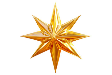 Obraz premium Golden Eight-Pointed Star Ornament Isolated