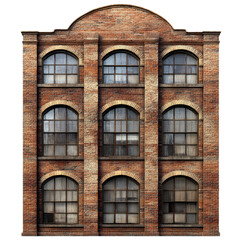 Fototapeta premium Vintage Brick Industrial Building Facade with Arched Windows