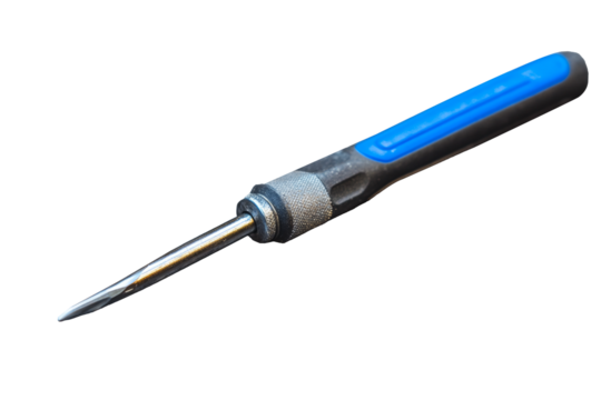 Precision Screwdriver with Blue Handle on Transparent Background