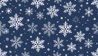 Christmas seamless vector pattern with snowflakes, winter background, flat papercut style