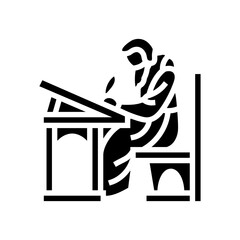 monk scribe byzantine glyph icon vector. monk scribe byzantine sign. isolated symbol illustration