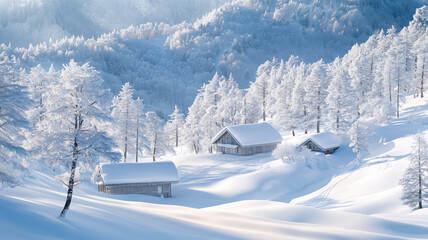 白馬の冬、静寂のロッジ