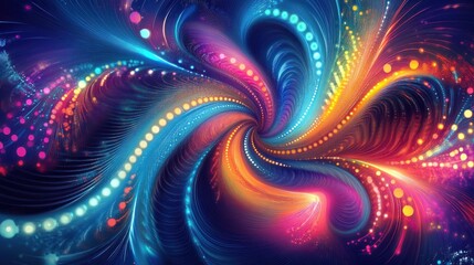 Colorful Abstract Digital Art with a Dynamic Swirl of Bright Neon Lights and Energetic Patterns